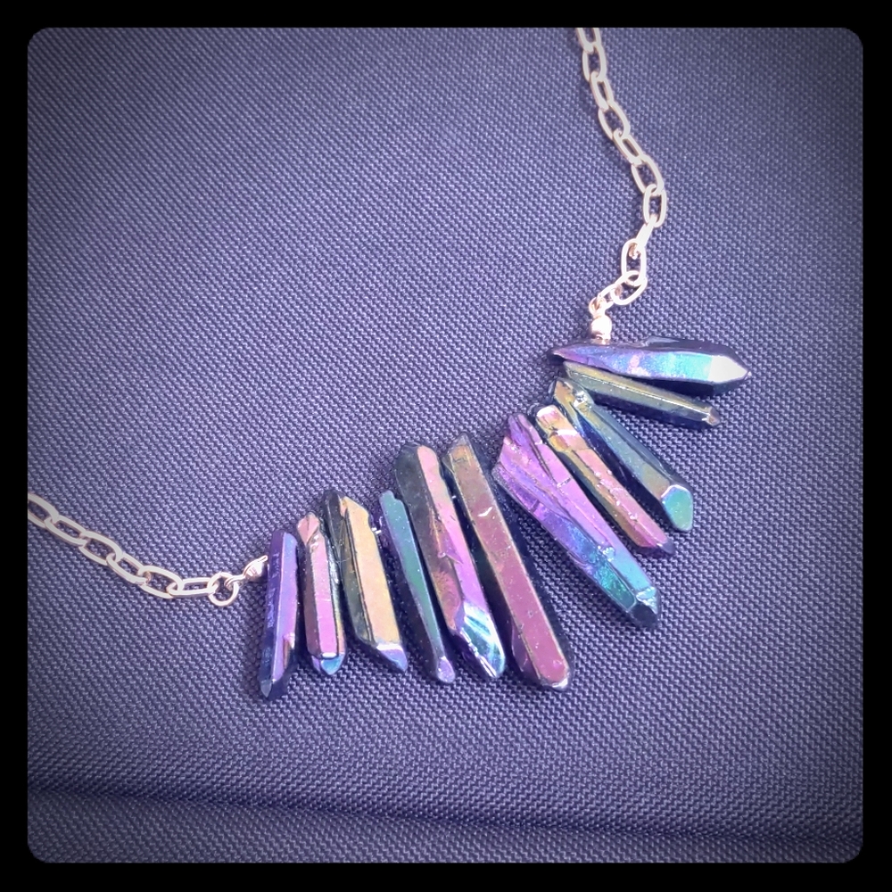 Iridescent Rainbow Stones Necklace